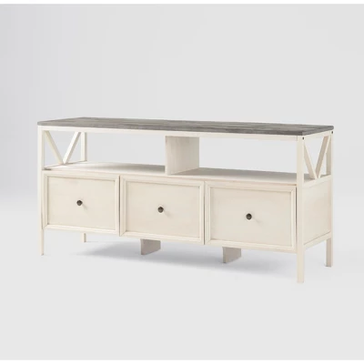 Farmhouse 3 Drawer Wood TV Stand For TVs Up To 65" - Saracina Home - Image 16