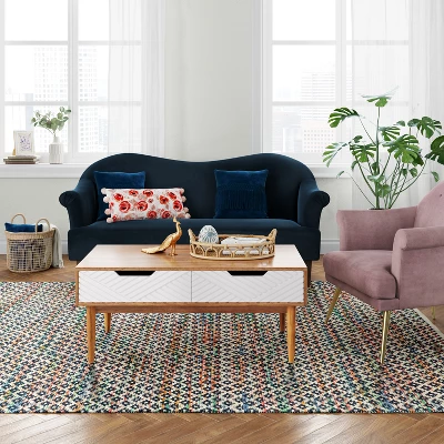 7'x10' Striped Diamond Woven Area Rug Blue - Opalhouse⢠- Image 2