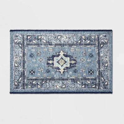 Vintage Persian Medallion Kitchen Rug Blue - Threshold™ - Image 4