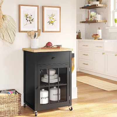 Windham Wood Top Kitchen Cart - Black - Threshold™