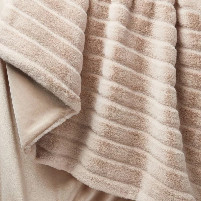 Textured Faux Fur Reversible Throw Blanket - Threshold™ - Image 3