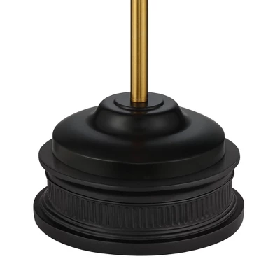 Possini Euro Design Roxie Modern Floor Lamp With Riser 65 1/2" Tall Brass Black Metal Sheer Linen Double Drum Shade For Living Room Bedroom Office - Image 4