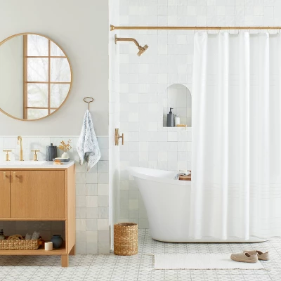 Boucle Stripe Shower Curtain Sour Cream - Hearth & Hand⢠With Magnolia - Image 2