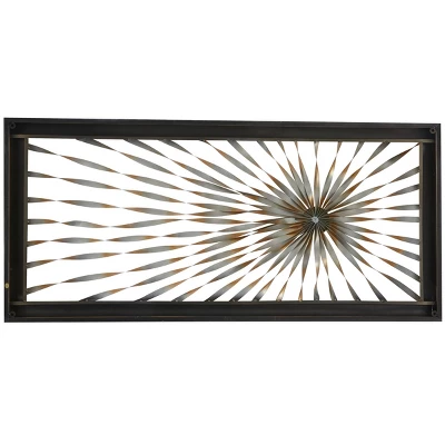Metal Sunburst Coiled Ribbon Wall Decor With Black Frame Gold - Olivia & May - Image 2