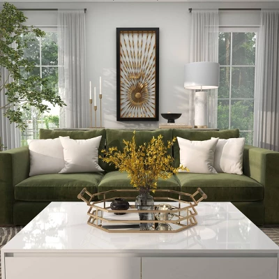 Metal Sunburst Coiled Ribbon Wall Decor With Black Frame Gold - Olivia & May - Image 15