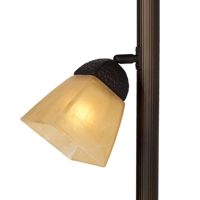 Franklin Iron Works Rustic Farmhouse Mission Torchiere Floor Lamp 71 1/2" Tall Roman Bronze 3-Light Frosted Champagne Amber Glass For Living Room - Image 3