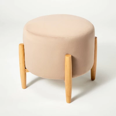Elroy Round Velvet Ottoman With Wooden Legs - Threshold™ Designed With Studio McGee - Image 5