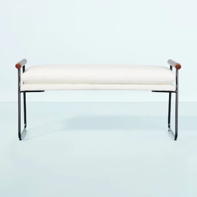 Cushioned Metal & Wood Bench - Cream/Black - Hearth & Hand™ With Magnolia - Image 2