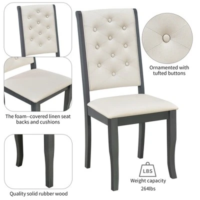 6 PCS Retro Dining Set With Unique-designed Table And Upholstered Chair-ModernLuxe - Image 6