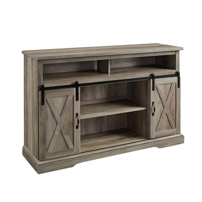 Transitional Sliding Barndoor Highboy TV Stand For TVs Up To 58" - Saracina Home - Image 16