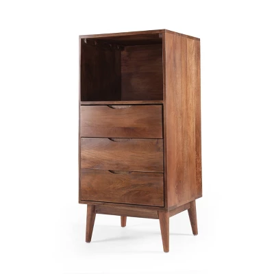 Rabun Handcrafted Mid-Century Modern Mango Wood 3 Drawer Chest Light Oak - Christopher Knight Home - Image 2