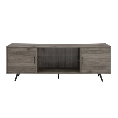 2 Door Mid-Century Modern Wood Storage TV Stand For TVs Up To 80" - Saracina Home - Image 16