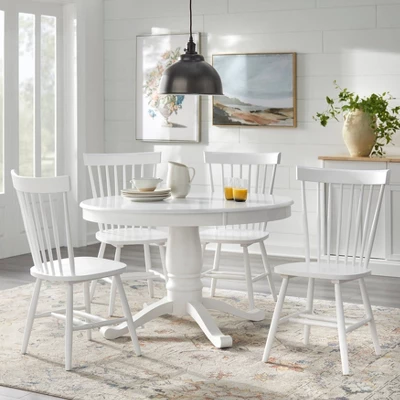 5pc Kale Pedestal Dining Set - White - Buylateral