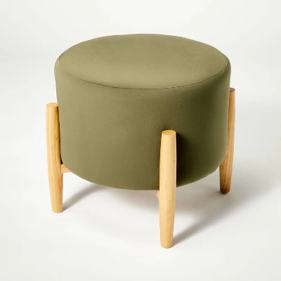 Elroy Round Velvet Ottoman With Wooden Legs - Threshold™ Designed With Studio McGee - Image 6