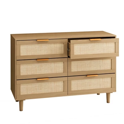 43.31" 6-Drawer Rattan Dresser For Living Room And Bedroom - ModernLuxe - Image 4