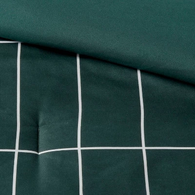 Grid Print Microfiber Reversible Comforter & Sheet Set Dark Green - Room Essentials™ - Image 4