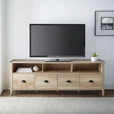 4 Drawer Farmhouse TV Stand For TVs Up To 80" - Saracina Home - Image 2