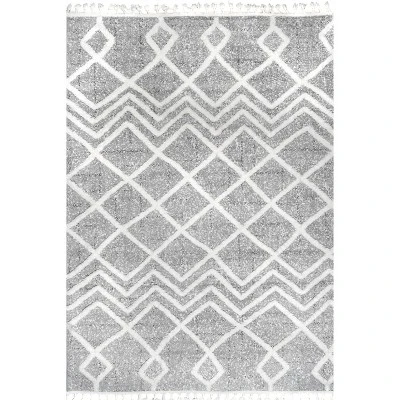 NuLOOM Wylde High Low Soft Shaggy Diamond Moroccan Tassel Area Rug - Image 9