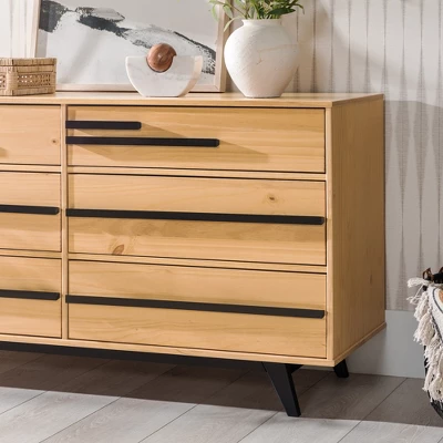 Modern 6 Drawer Double Dresser With Long Handles - Saracina Home - Image 13