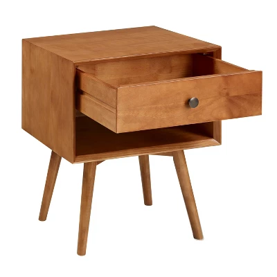Greenberg 1 Drawer Mid-Century Modern Solid Wood Nightstand - Saracina Home - Image 4