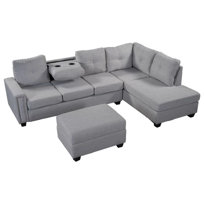 108" Reversible L-Shape Sectional Sofa Couch With Storage Ottoman-ModernLuxe - Image 6