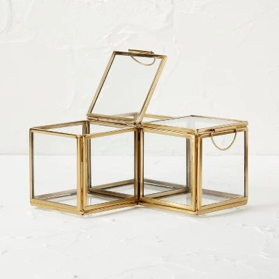 Metal Glass Decorative Box Gold - Opalhouse™ Designed With Jungalow™ - Image 2