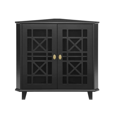 2 Door Corner Accent Cabinet With Fretwork Doors - Saracina Home - Image 4