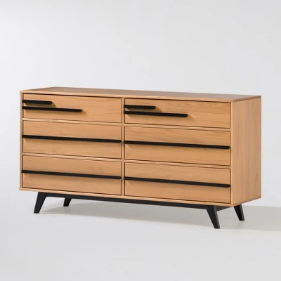 Modern 6 Drawer Double Dresser With Long Handles - Saracina Home - Image 7