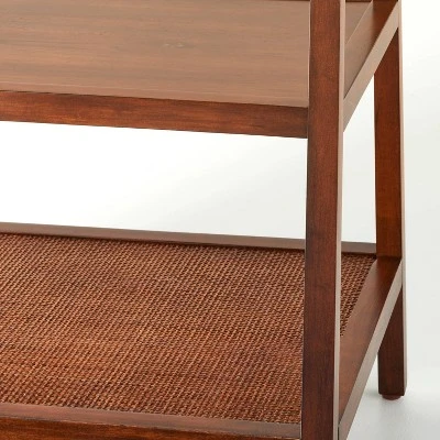 40" 4-Shelf Wood & Cane Transitional Ladder Bookshelf - Brown - Hearth & Hand™ With Magnolia - Image 3