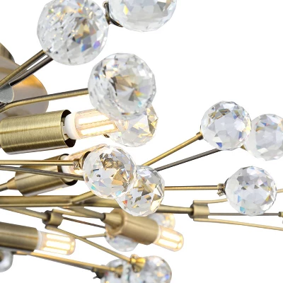 Possini Euro Design Ceiling Light Semi Flush Mount Fixture LED Brass 27 1/2" Wide 10-Light Crystal Berry For Living Room - Image 2