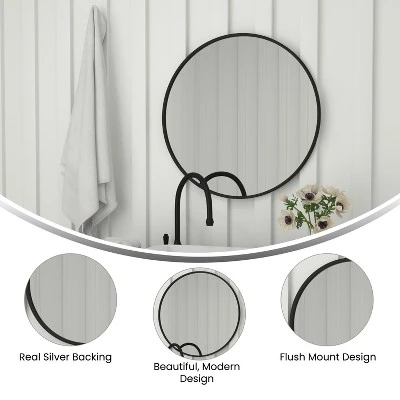Emma And Oliver Wall Mounted Mirror With Iron Frame, Silver Backing And Shatterproof Glass For Entryways, Bathrooms And More - Image 5