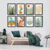 Modern Tropical Greenery By Modern Tropical - Modern Botanical 8 Piece Black Framed Art Set - Americanflat