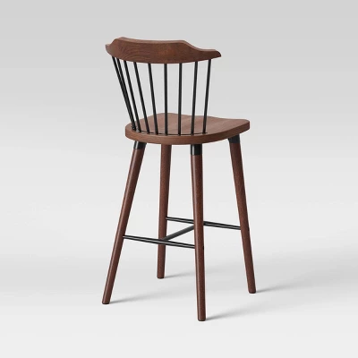 Delway Curved Back Mixed Material Counter Height Barstool Walnut - Threshold™ - Image 3