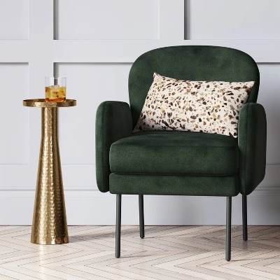 Alester Round Hammered Metal Drink Table Brass - Threshold™