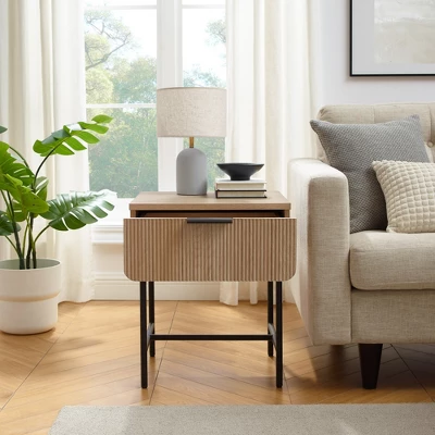 Modern Reeded 1 Drawer Side Table - Saracina Home - Image 5