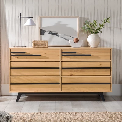 Modern 6 Drawer Double Dresser With Long Handles - Saracina Home - Image 3