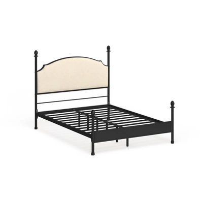 Geraldine Upholstered Headboard Poster Panel Bed Powder Coated Gun Metal - HOMES: Inside + Out - Image 5