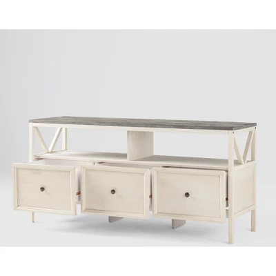 Farmhouse 3 Drawer Wood TV Stand For TVs Up To 65" - Saracina Home - Image 13