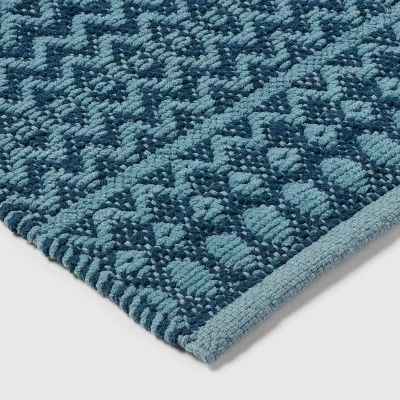 20"x32" Mixed Texture Chenille Bath Rug Teal Blue - Threshold™ - Image 2