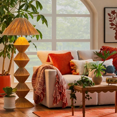 Faux Raffia Floor Lamp Brown (Includes LED Light Bulb) - Opalhouse™ Designed With Jungalow - Image 2