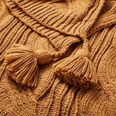 Chunky Cable Knit Fall Throw Blanket Toasted Almond - Hearth & Hand™ With Magnolia - Image 2