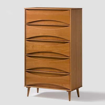 Mid-Century Modern Contoured 5 Drawer Chest Of Drawers - Saracina Home - Image 6
