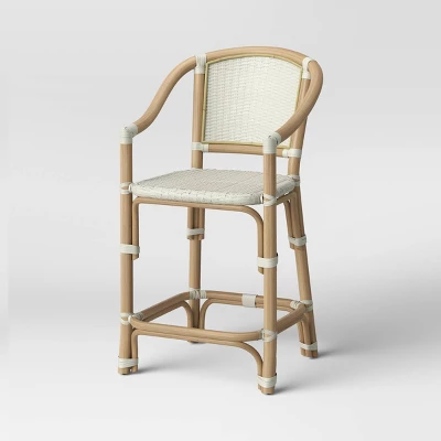 Parksley Rattan And Woven Counter Height Barstool White - Threshold™ - Image 2