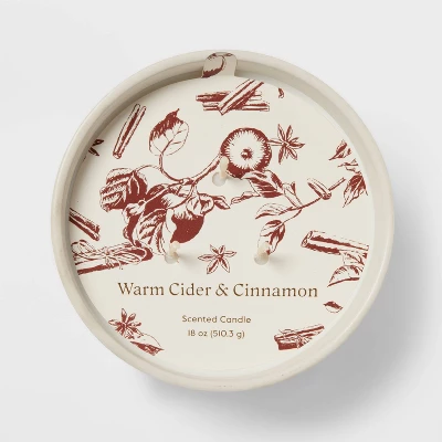 Textured Straight Side Ceramic Warm Cider & Cinnamon Candle White - Threshold™ - Image 4