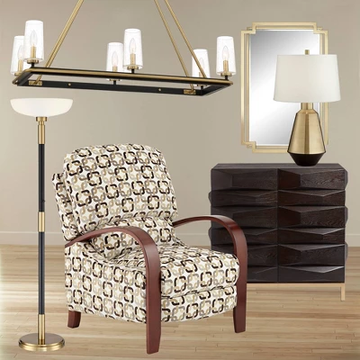 Possini Euro Design Modern Torchiere Floor Lamp Light Blaster LED 72.25" Tall Antique Brass And Matte Black Opal Glass For Living Room Bedroom - Image 8