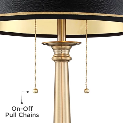 Barnes And Ivy Georgetown Traditional Desk Lamp 28 1/2" Tall Warm Brass With USB Charging Port Black Shade For Bedroom Living Room Bedside Office Kids - Image 3
