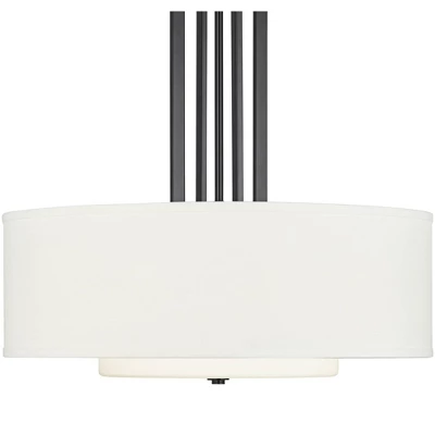 Possini Euro Design Sundry Semi Gloss Black Drum Pendant Chandelier 24" Wide Modern Double Shade 4-Light Fixture For Dining Room Foyer Kitchen Island - Image 3