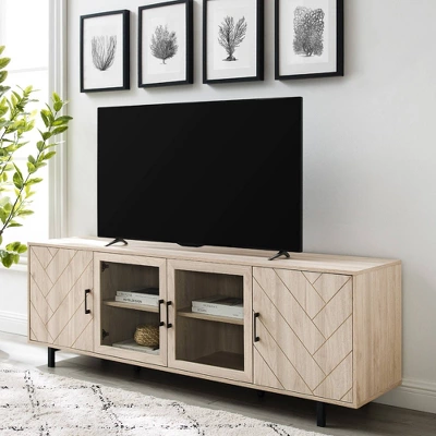 Vik Modern Boho 4 Door Herringbone TV Stand For TVs Up To 80" - Saracina Home - Image 7