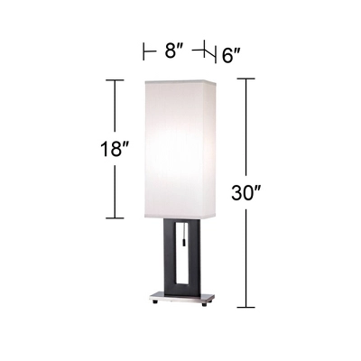 360 Lighting Floating Rectangle Modern Table Lamp 30" Tall Black Metal Open Frame White Fabric Box Shade For Bedroom Living Room Bedside Nightstand - Image 3
