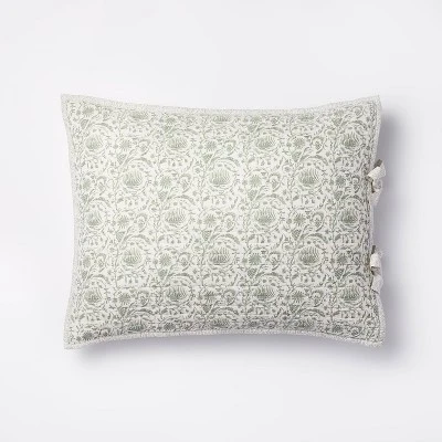 Decorative Border Cotton Slub Print Quilt Sham Light Teal Green – Threshold™ Designed With Studio McGee - Image 5